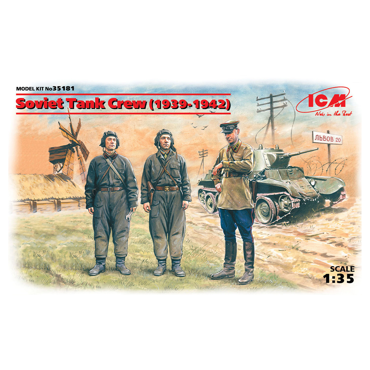 Soviet Tank Crew (1939-1942)    (3 figures – 1 officer, 2 tankmen) 1/35