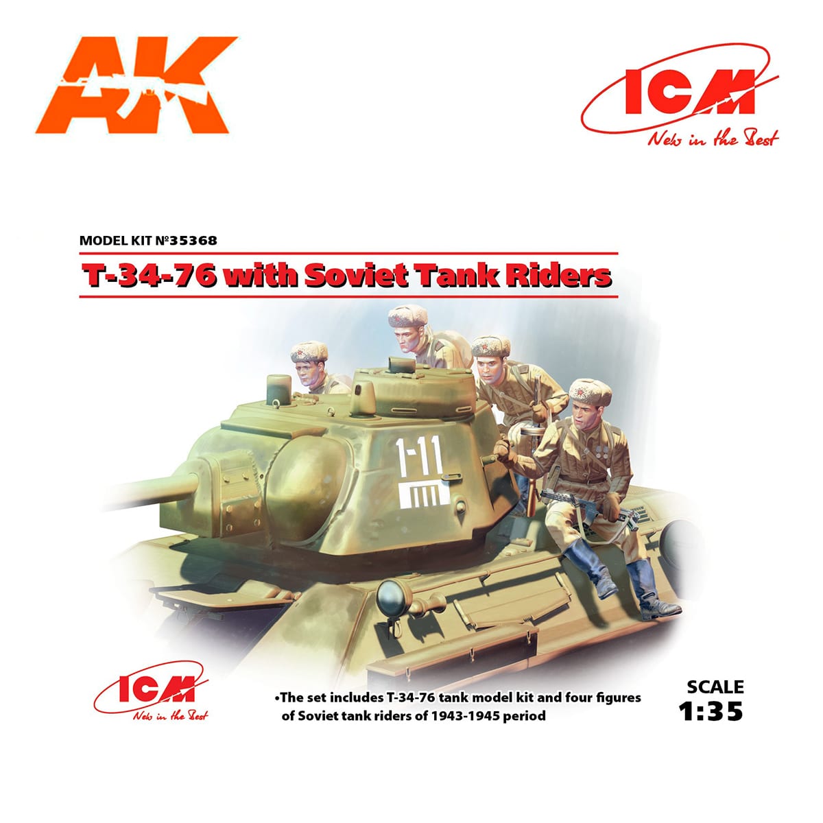 T-34-76 with Soviet Tank Riders 1/35