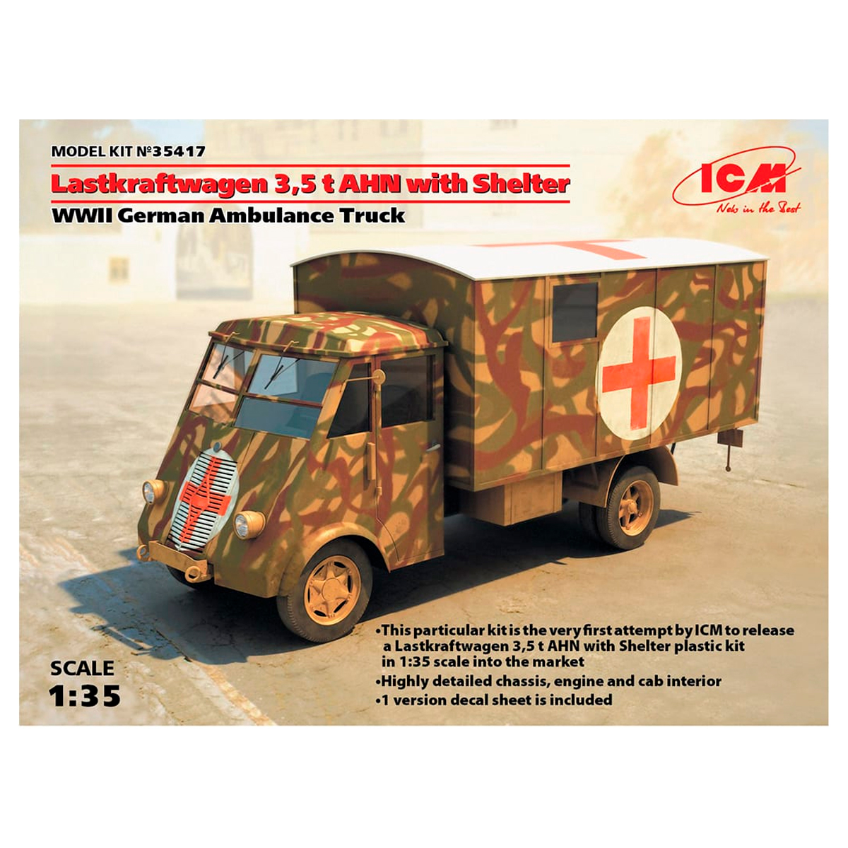 Lastkraftwagen 3,5 t AHN with Shelter, WWII German Ambulance Truck 1/35