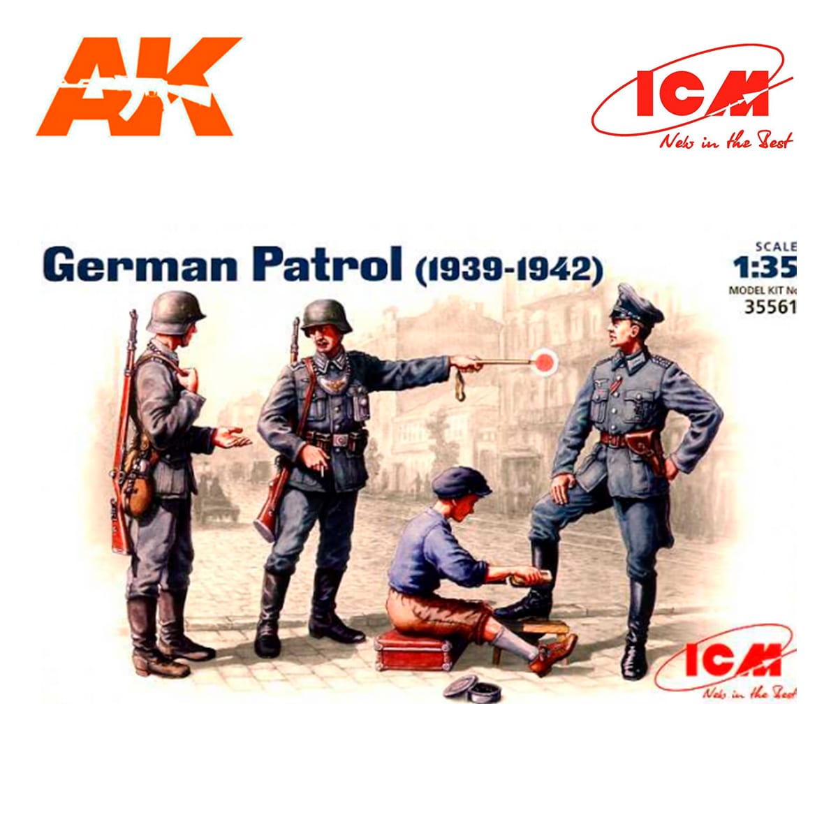 German Patrol (1939-1942) (4 figures – 1 officer, 2 soldiers, 1 civilian)  1/35