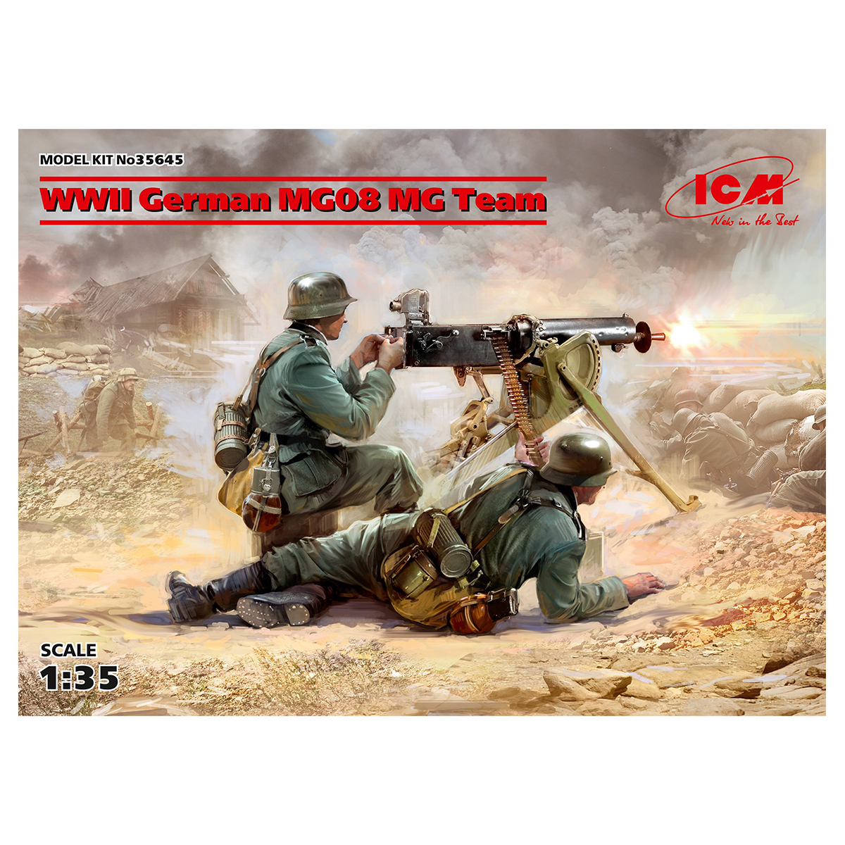 WWII German MG08 MG Team (2 figures) (100% new molds) 1/35