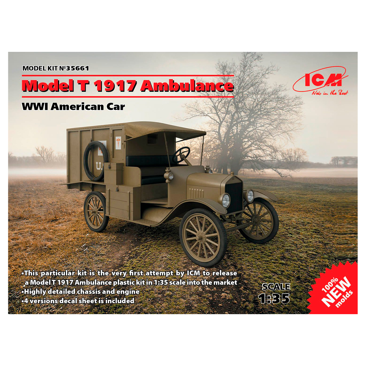 Model T 1917 Ambulance, WWI American Car (100% new molds) 1/35