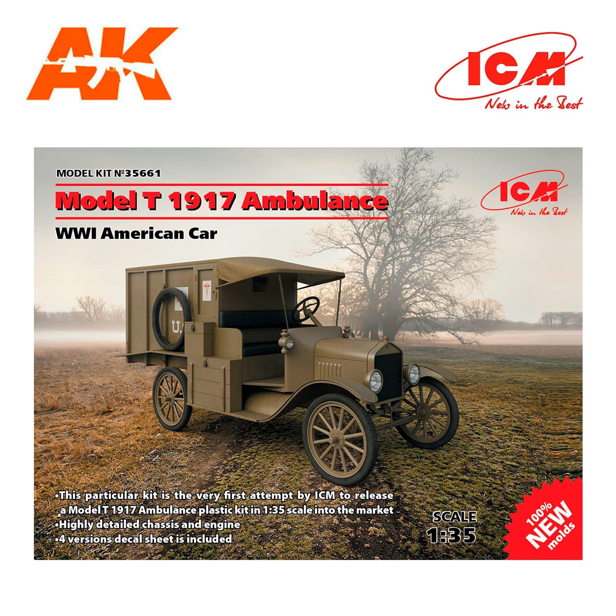 Model T 1917 Ambulance, WWI American Car (100% new molds) 1/35