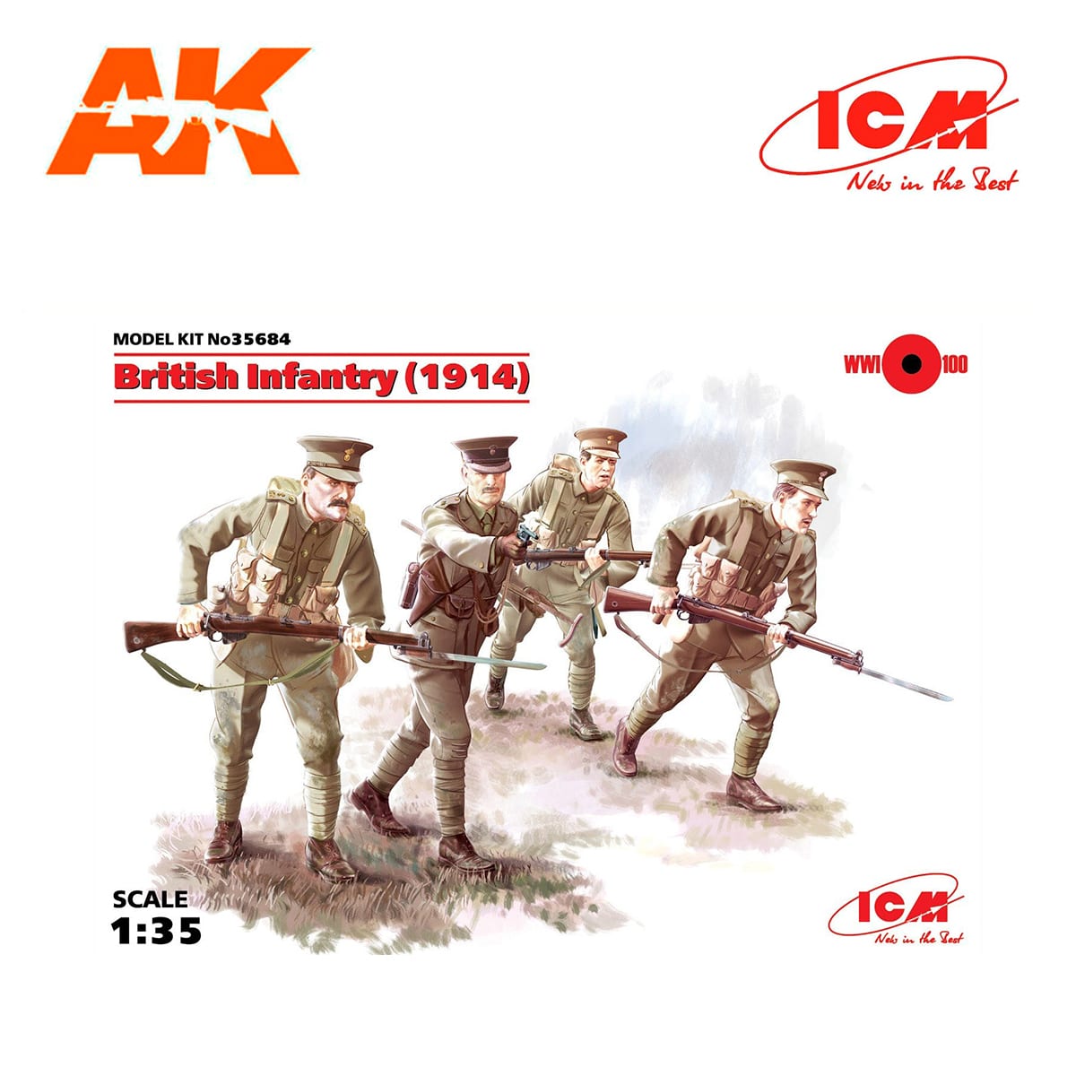 British Infantry (1914), (4 figures) 1/35