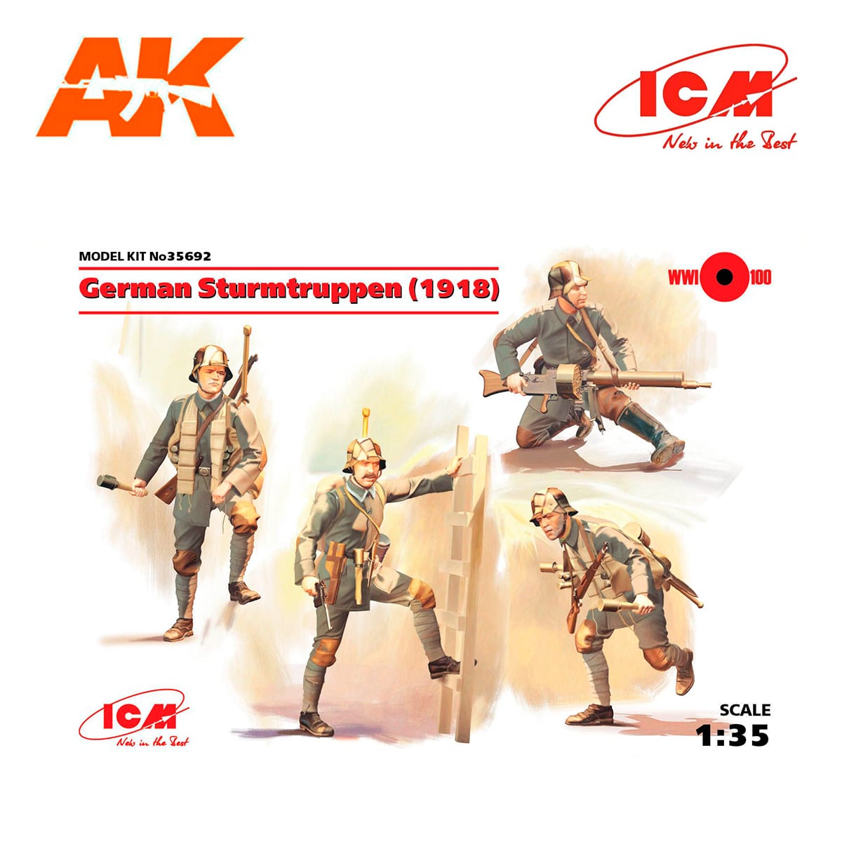 German Sturmtruppen (1918) (4 figures) (100% new molds) 1/35