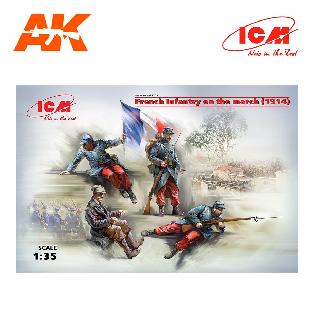Icm Icm35705 French Infantry on the march 1914 4 figures 1/35