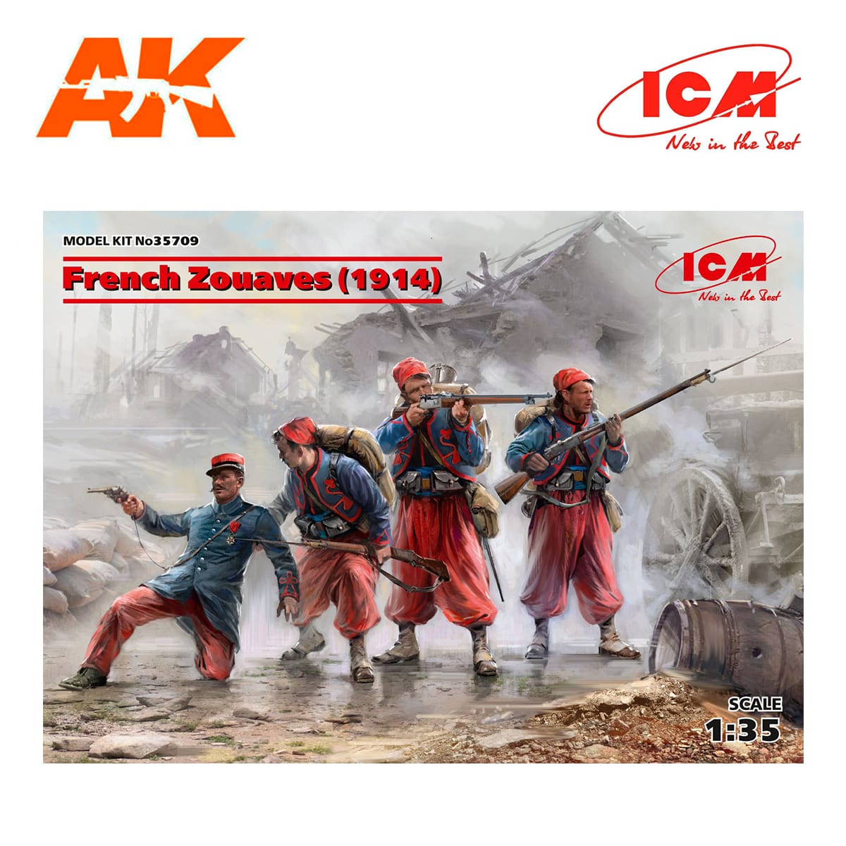 French Zouaves (1914) (4 figures) (100% new molds) 1/35