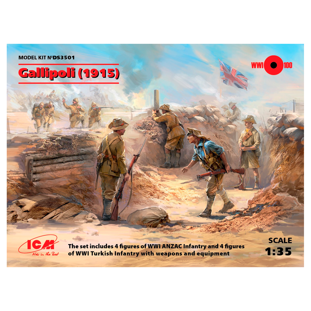 Gallipoli (1915) (ANZAC Infantry (4 figures), Turkish Infantry (4 figures)) 1/35