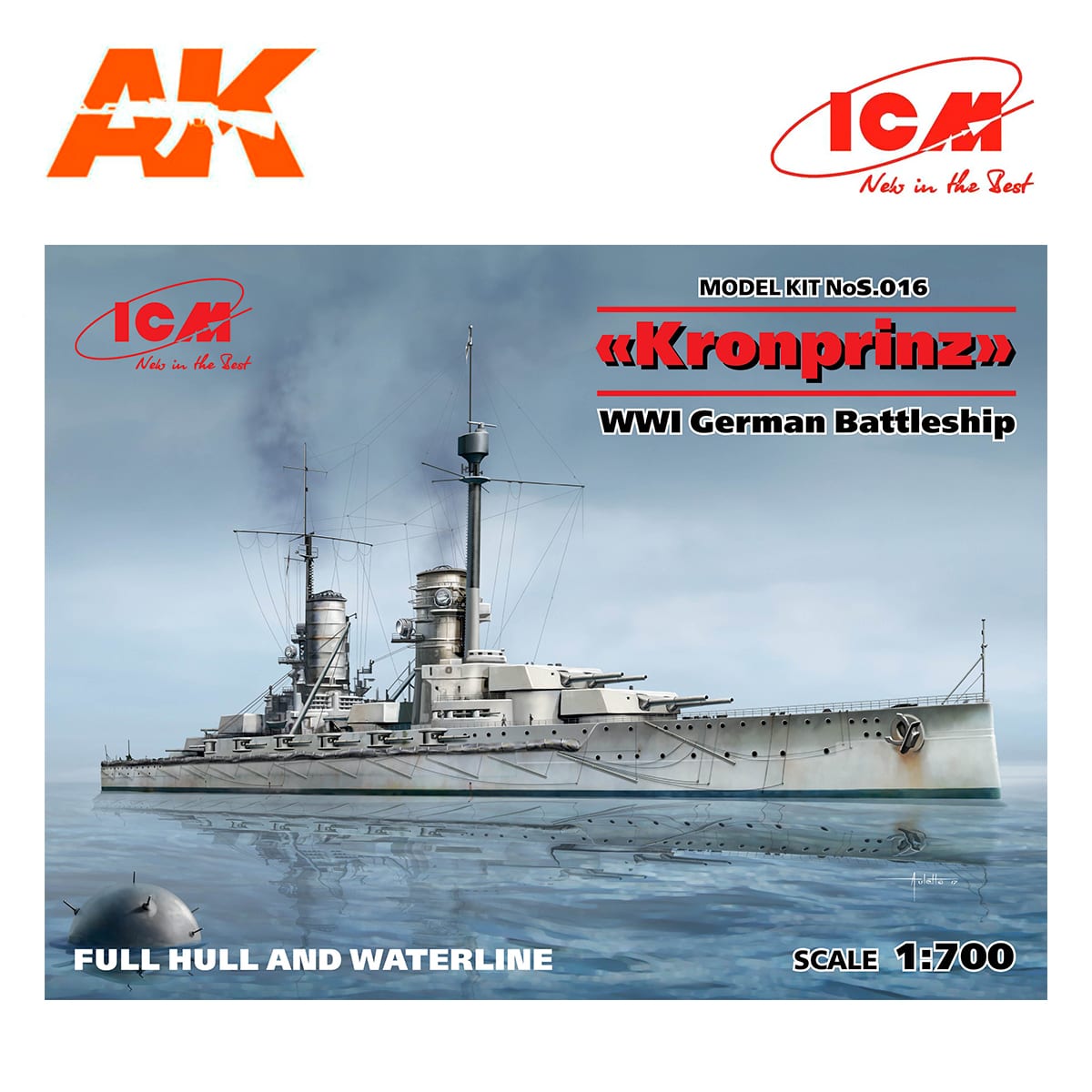 Kronprinz (full hull & waterline), WWI German Battleship 1/700