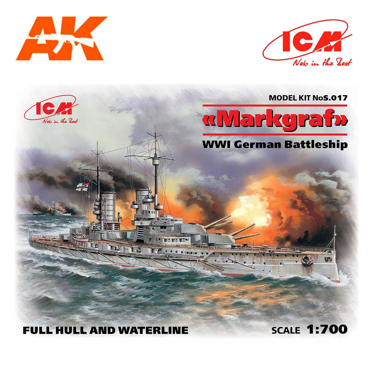 Markgraf (full hull & waterline), WWI German Battleship 1/700