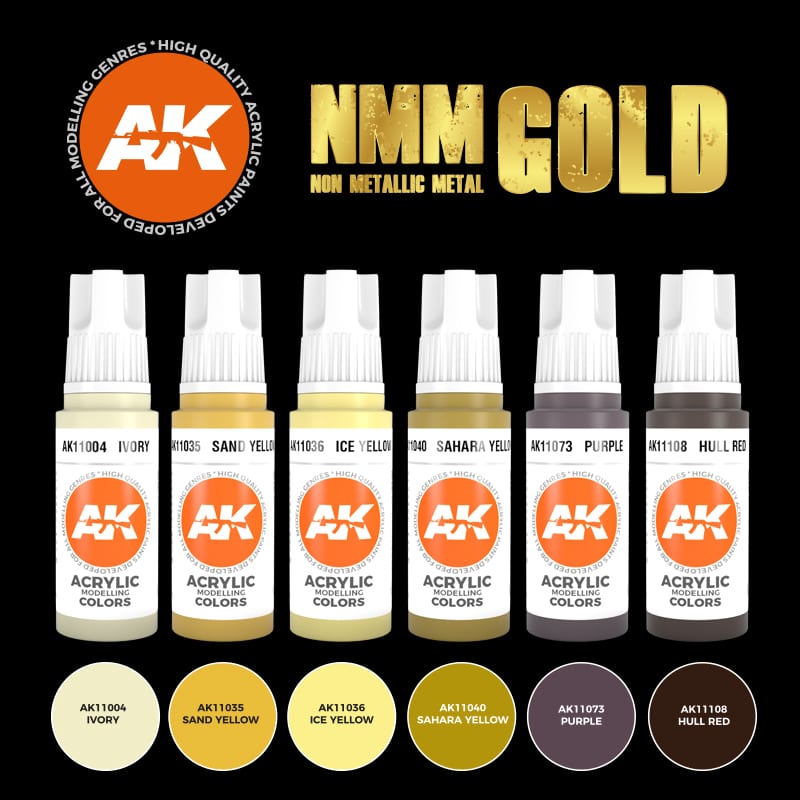  AK-Interactive NMM (Non Metallic Metal): Gold Set