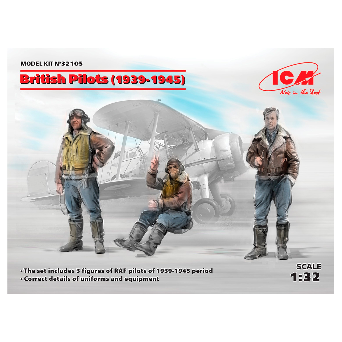 British Pilots (1939-1945) (3 figures) (100% new molds) 1/32