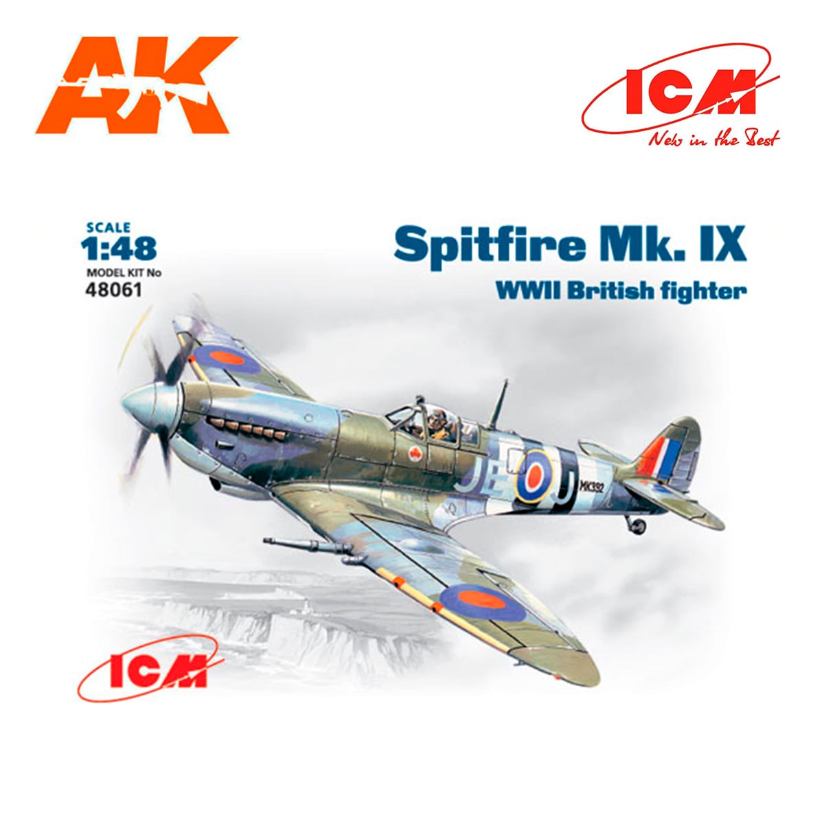 Spitfire Mk.IX WWII British Fighter 1:48 Plastic Model Kit ICM 