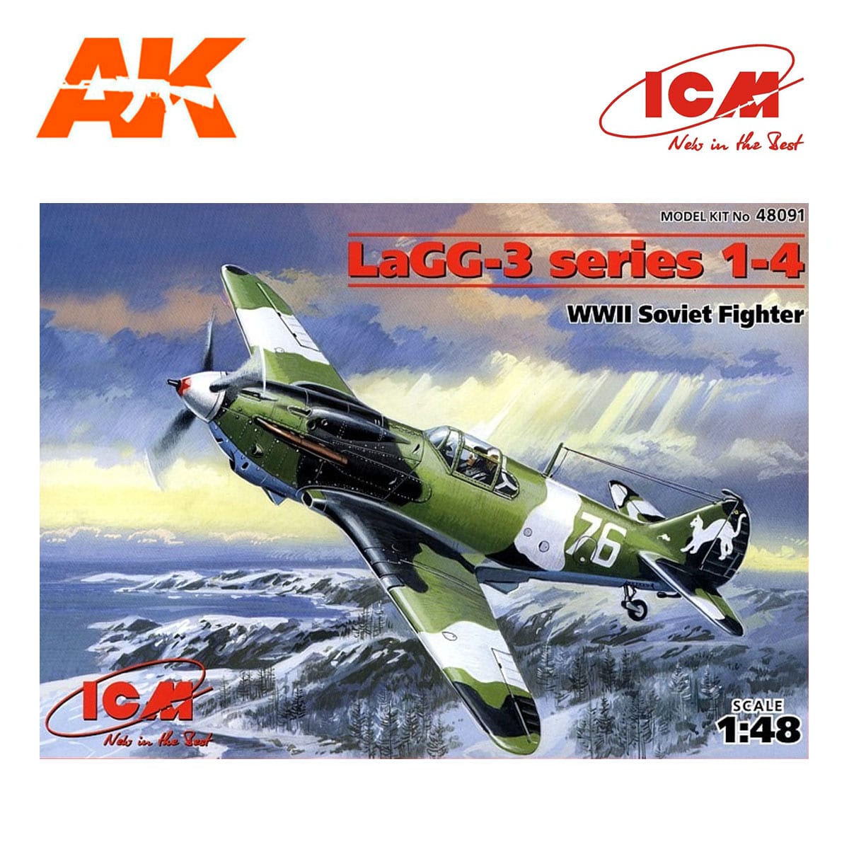 LaGG-3 series 1-4 WWII Soviet Fighter 1/48 Scale Plastic Model Kit ICM 48091 