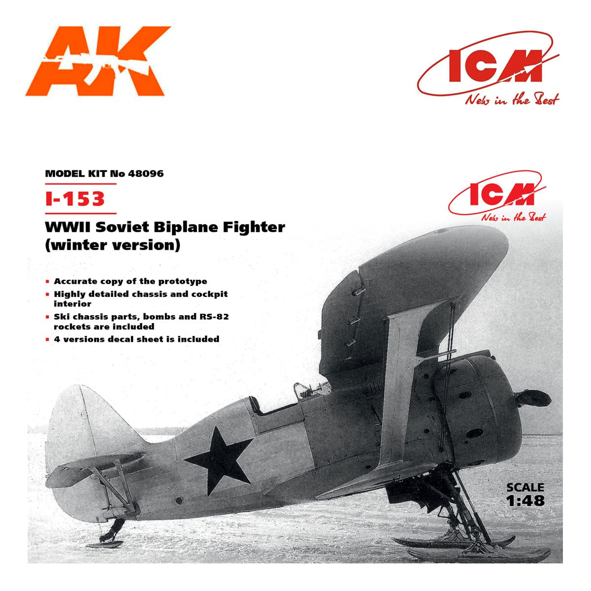I-153, WWII Soviet Biplane Fighter (winter version) 1/48