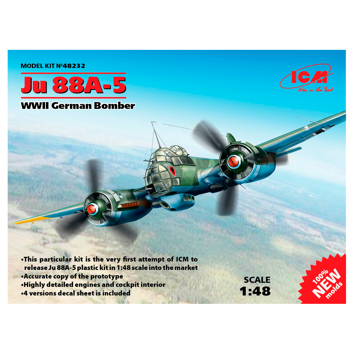 Ju 88A-5, WWII German Bomber (100% new molds) 1/48