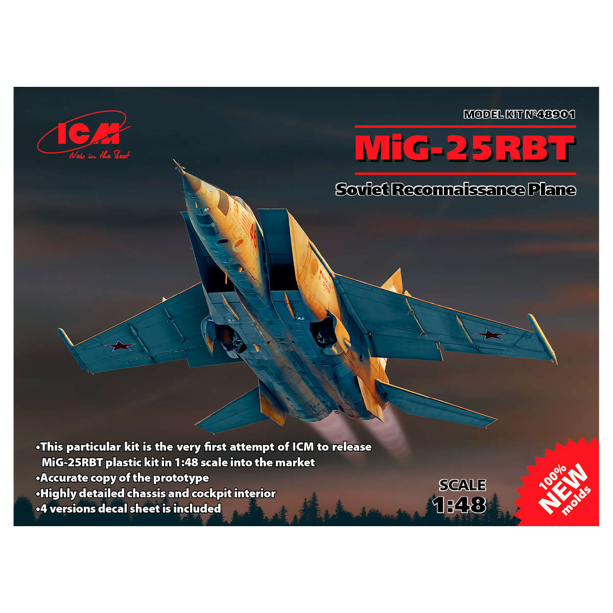 MiG-25 RBT, Soviet Reconnaissance Plane (100% new molds) 1/48