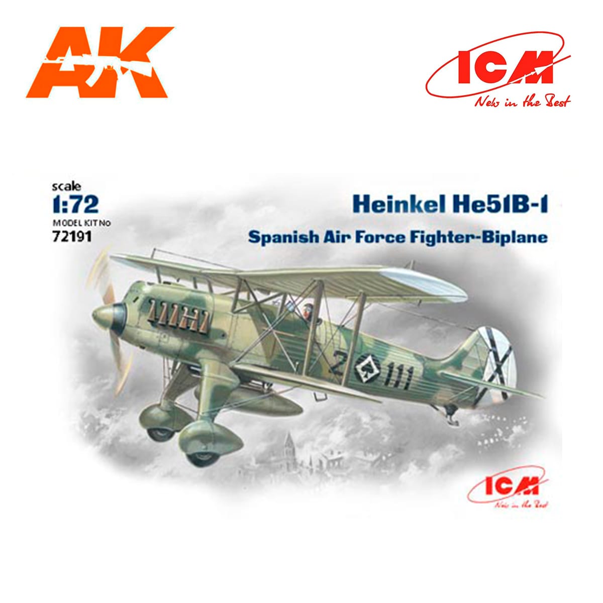 Heinkel He 51B-1, Spanish Air Force Biplane Fighter 1/72