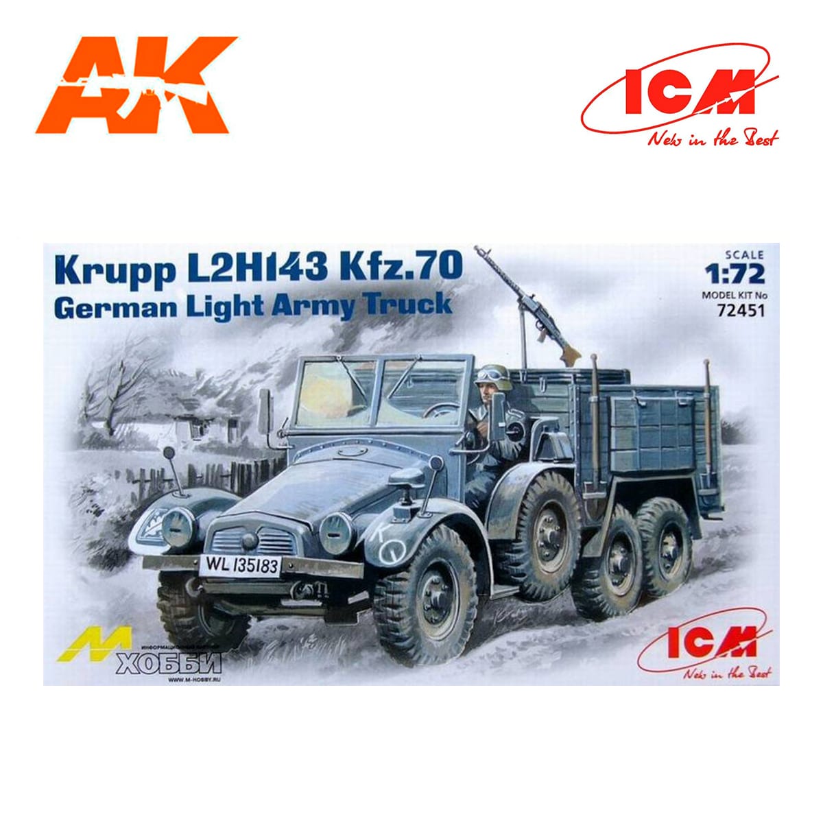 Krupp L2H143 Kfz.70, German Light Army Truck 1/72