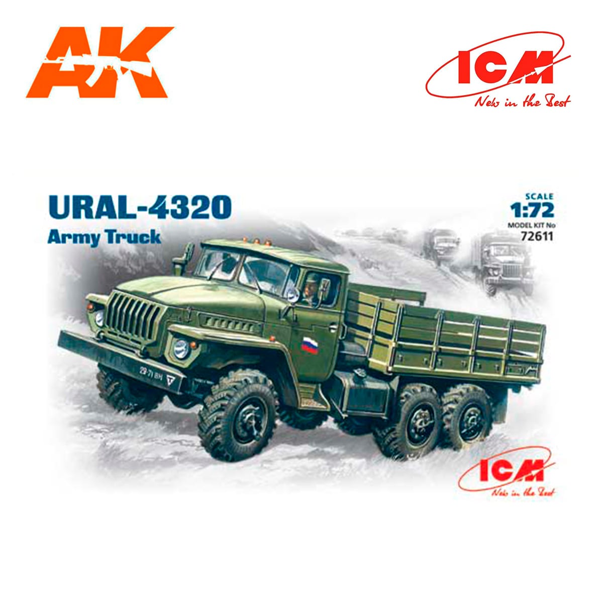 ICM 72611 Soviet Army Truck Ural-4320 Cold War 1/72 plastic model kit  105 mm 