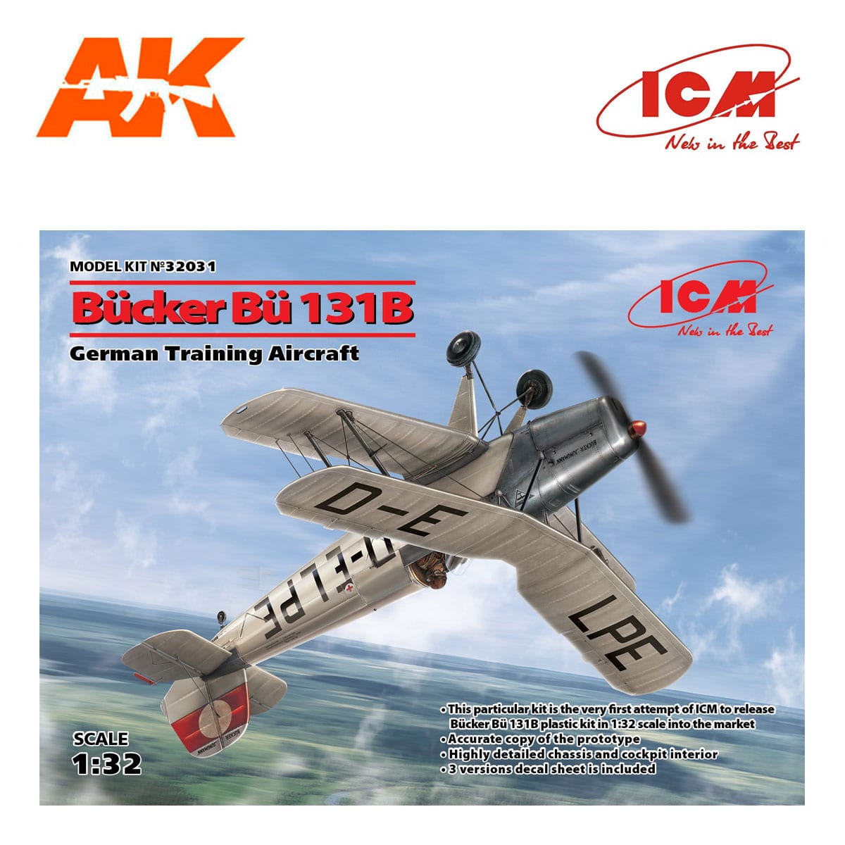 ICM 32030 Assembly Kit Model Bücker Bü 131d WWII German Training Aircraft 1 32 for sale online 