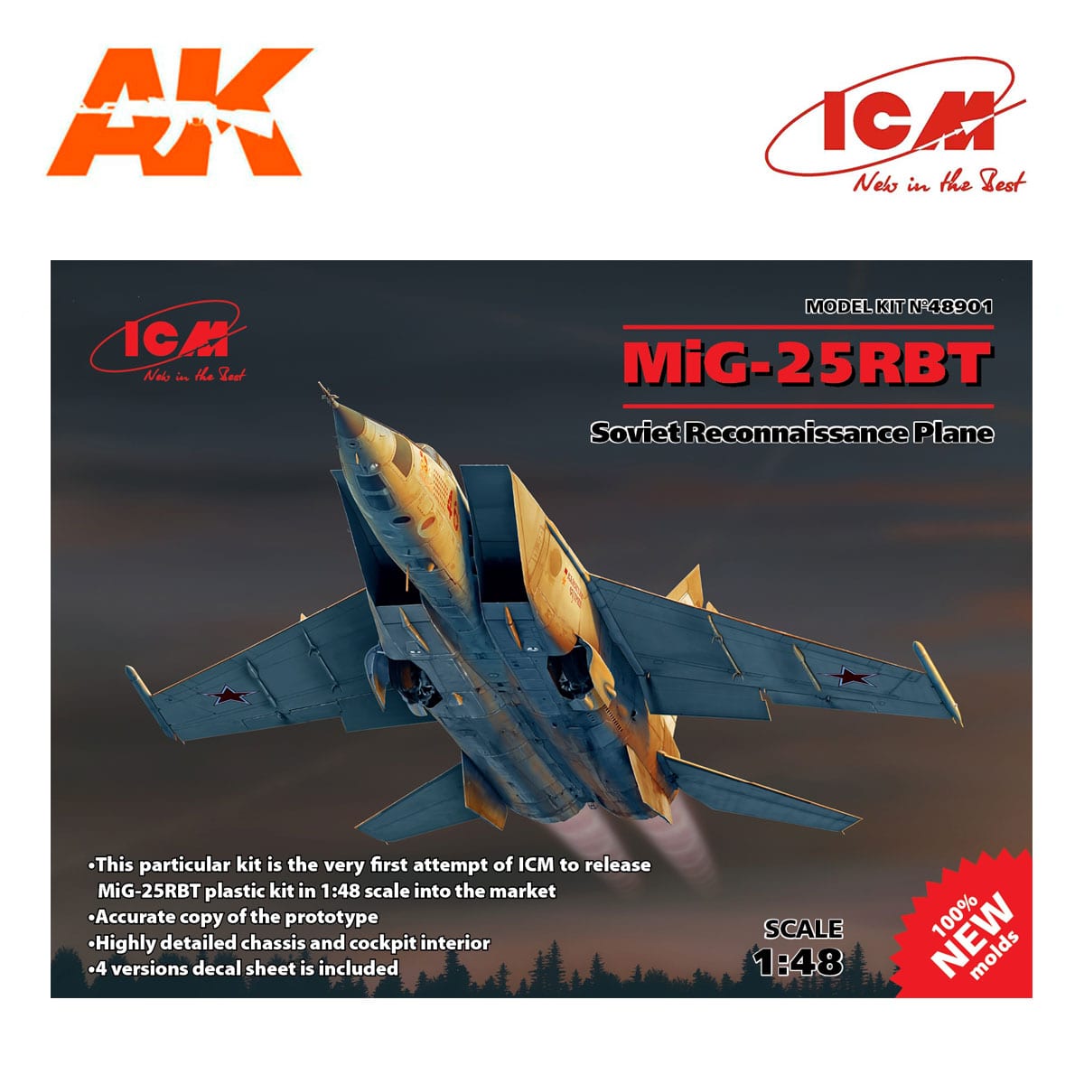 MiG-25 RBT, Soviet Reconnaissance Plane (100% new molds) 1/48
