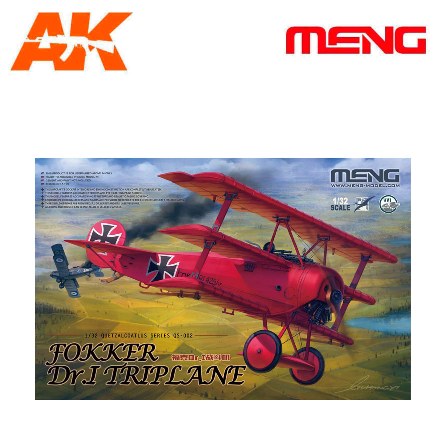 I Triplan Inc Baron Rouge Modèle en édition limitée Meng QS-002s 1/32 Fokker Dr 