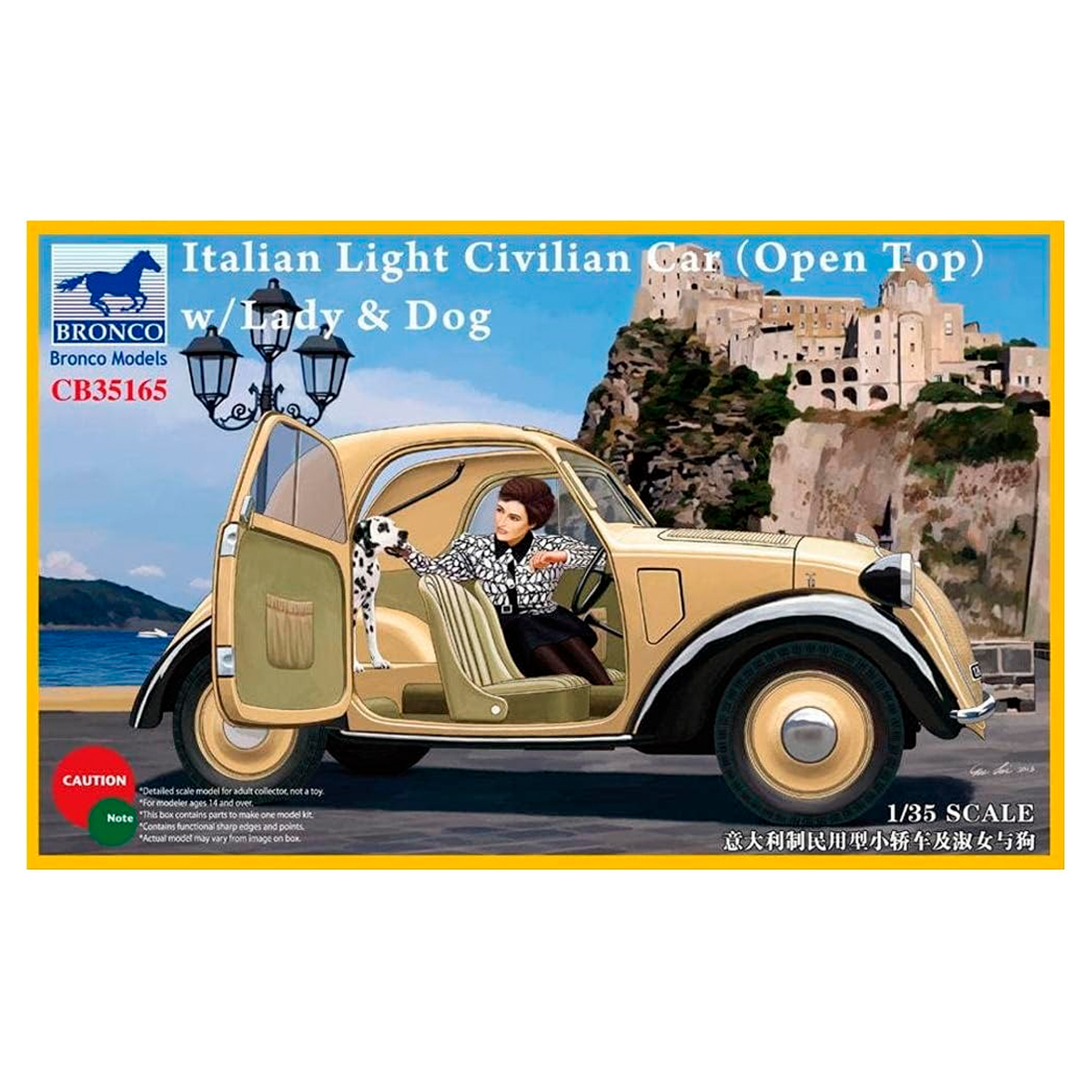 1/35 Italian Light Civilian Car (Open Top) w/Lady & Dog