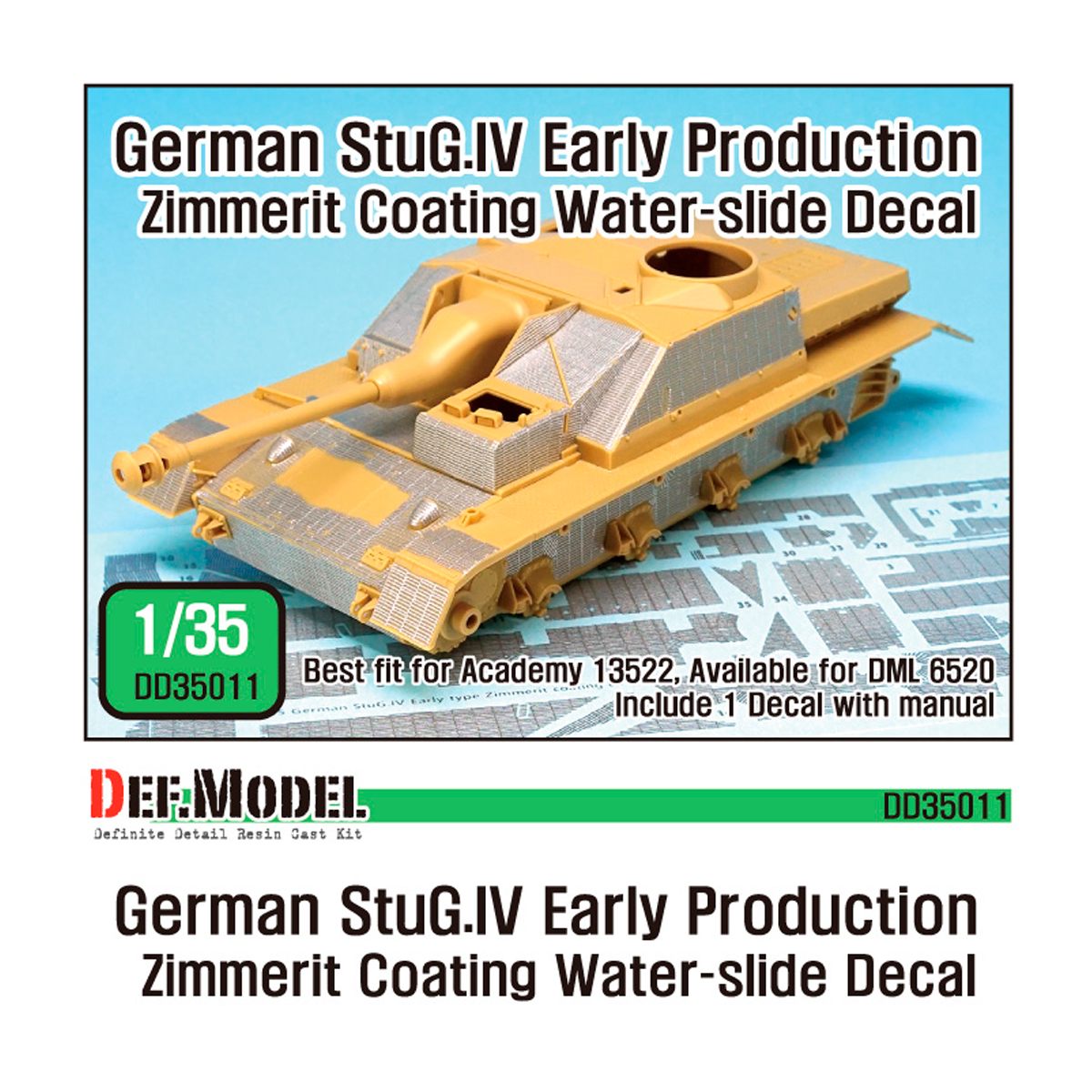 WWII STUG IV Early Zimmerit Decal set (1/35 Academy new)