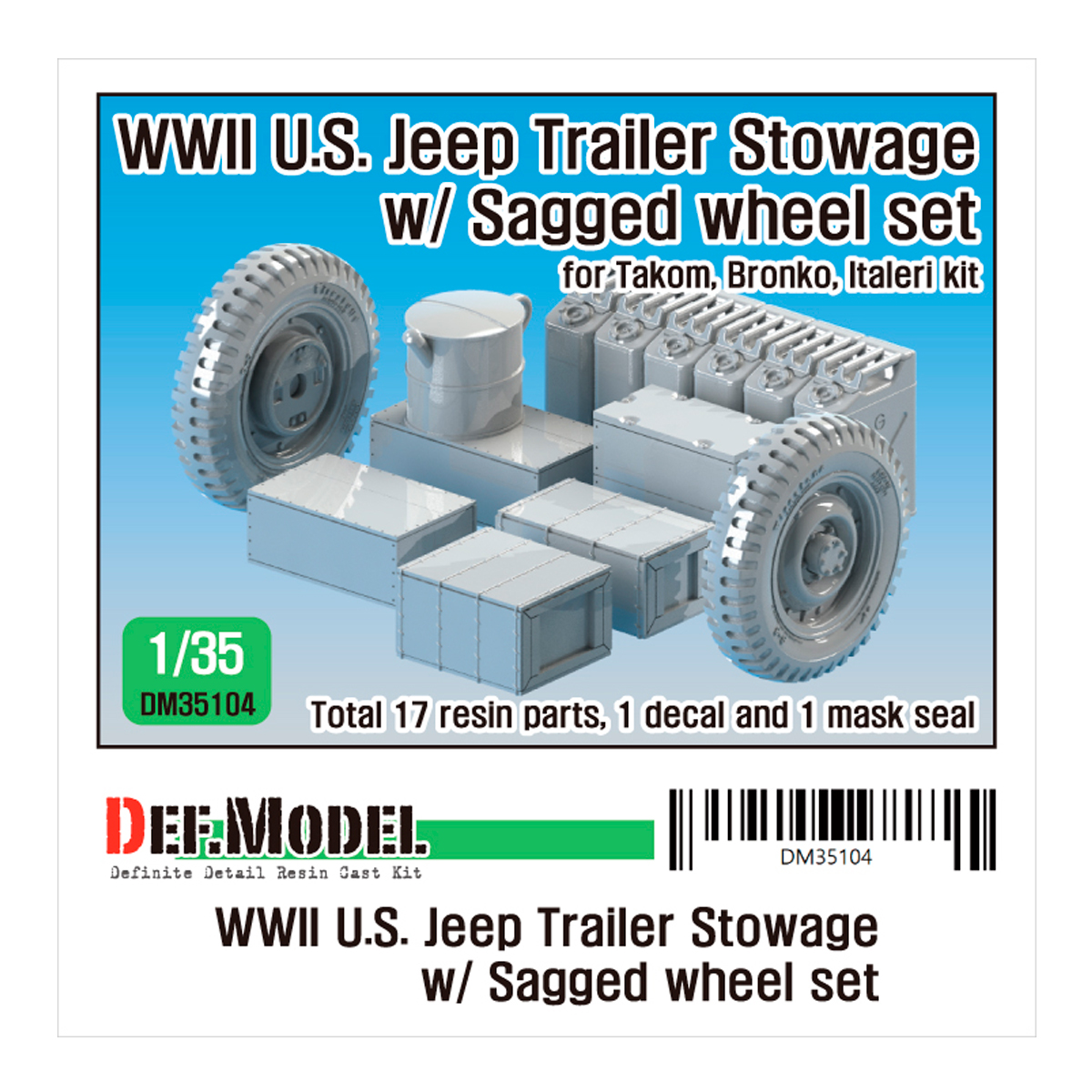 WW2 US Willys Jeep trailer stowage set (for Takom, Italeri, Bronko kit 1/35)