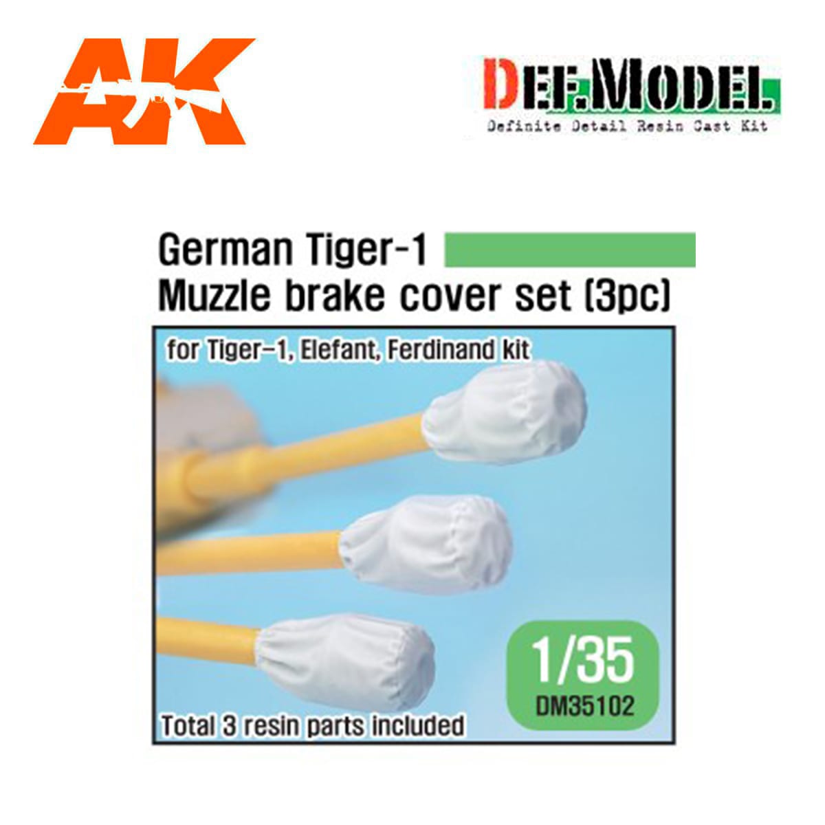 WWII German Tiger-1 Muzzle brake canvas cover set (3pc) ( for 1/35 Tiger-1 kit)
