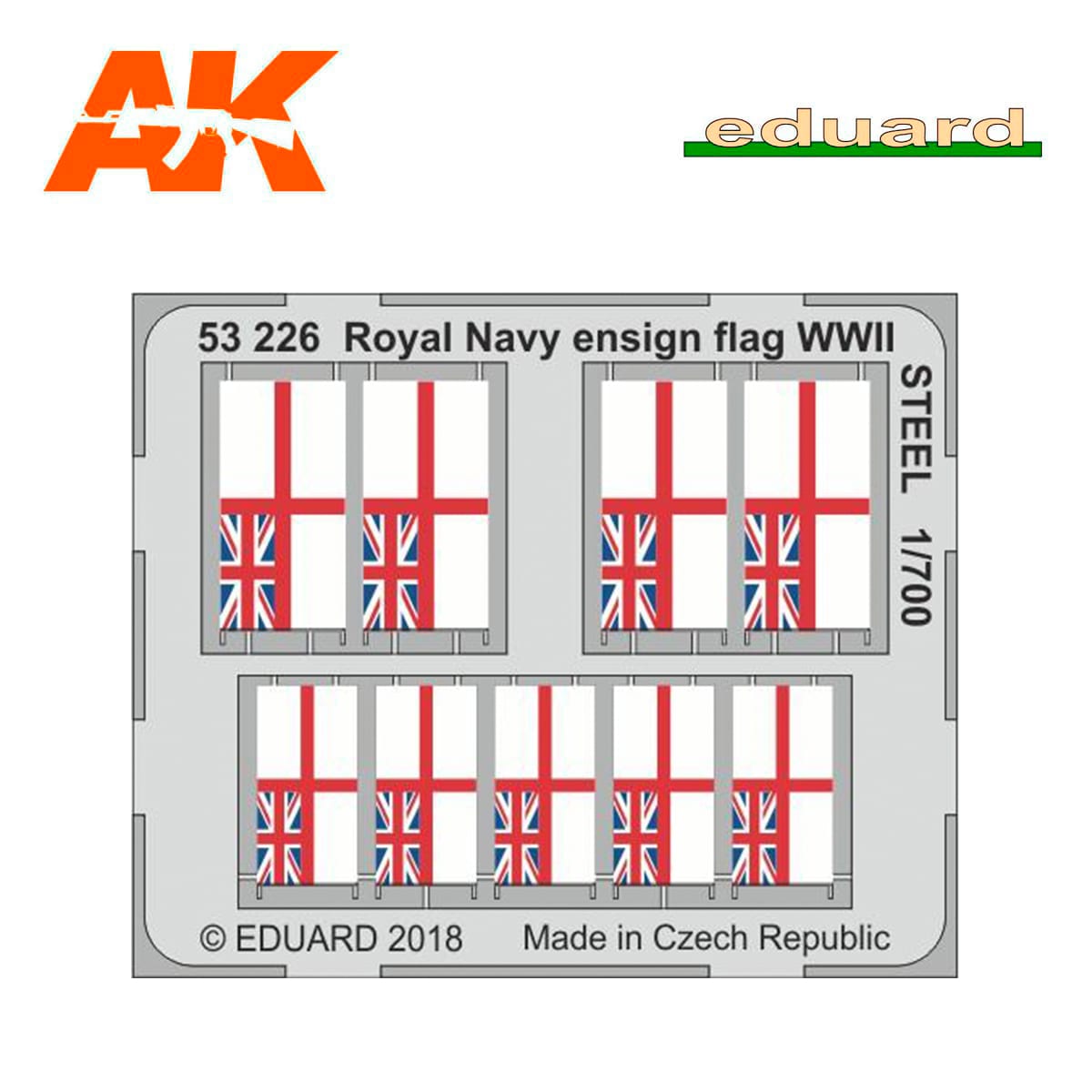 Royal Navy ensign flag WWII  STEEL 1/700