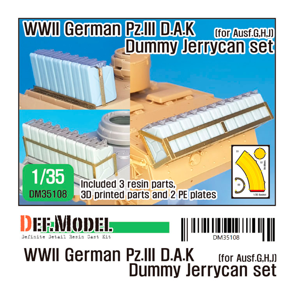 WW2 German PZ.III D.A.K Jerrycan Dummy set (for PZ.III tank 1/35)