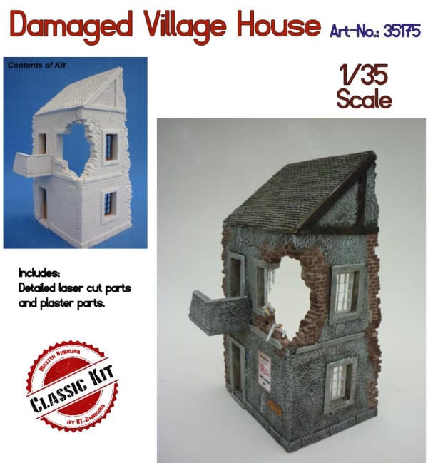 1/35 Scale Damaged roof tile sections 2 resin pieces 
