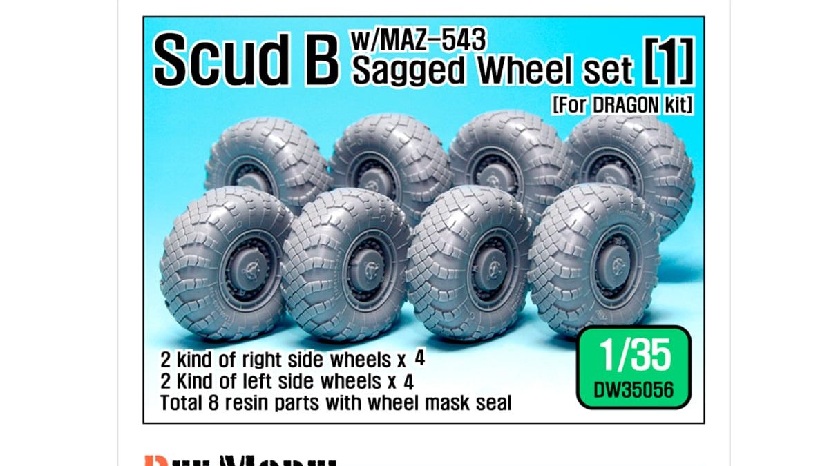MODEL Scud B w/MAZ-543 Sagged Wheel set 2 1:35 DW35057 DEF 