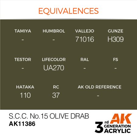 AK11386 S.C.C. NO.15 OLIVE DRAB
