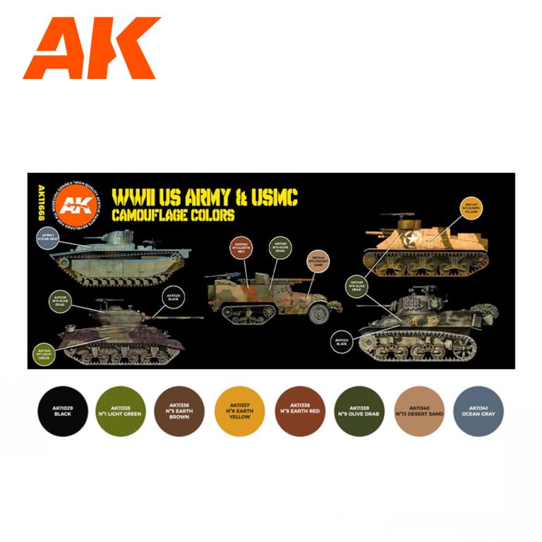 WWII & Modern US Colors Acrylic Paint Set (18 Colors) 17ml Bottles AK  Interactive