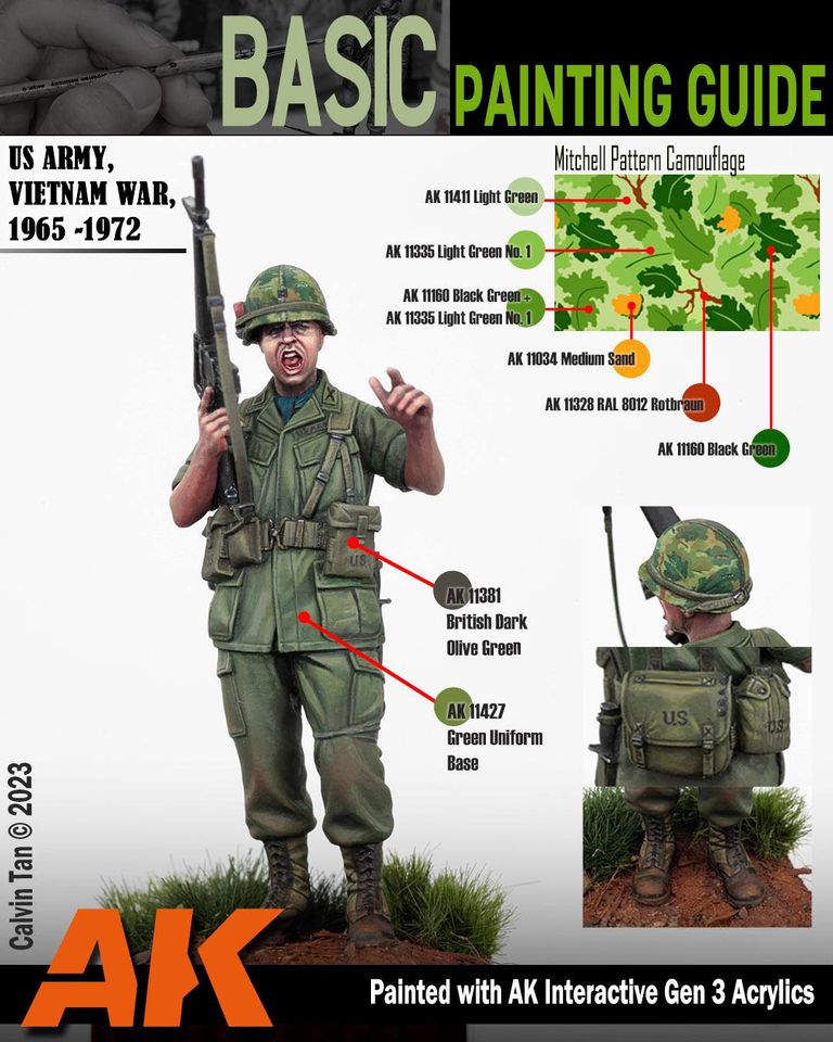 AK Interactive 3G Vietnam Green And Camouflage Colors - Plastic Modelling  Paints & Accessories, Item # AK-11682