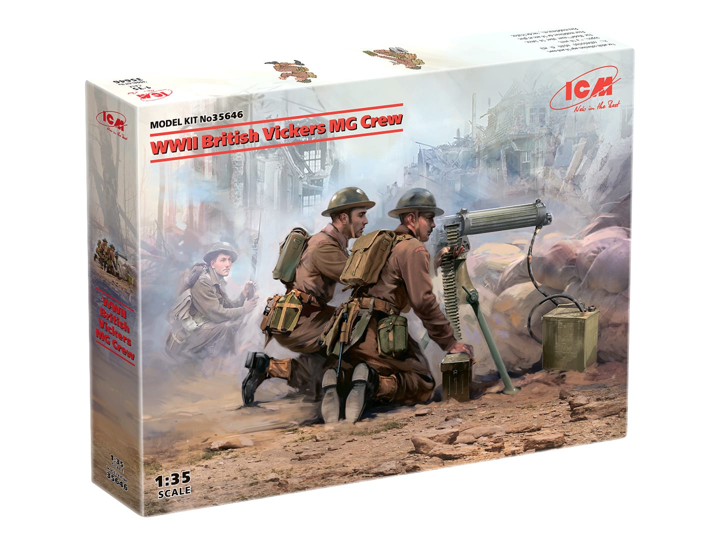 SHQ BB8 1/76 Diecast WWII Free French Vickers HMG and Three Crew 