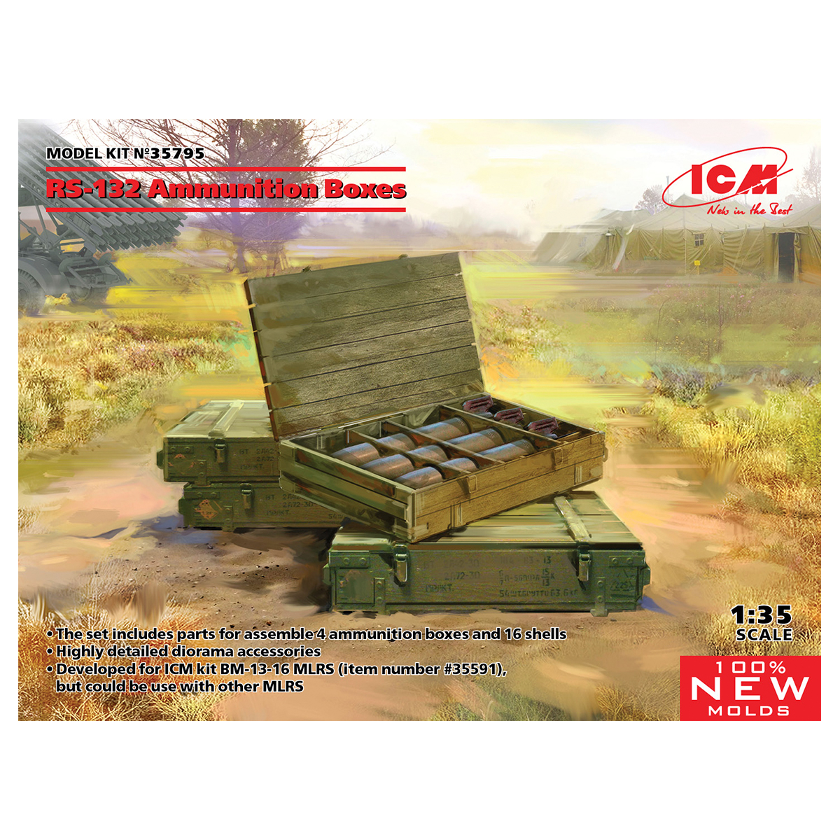 RS-132 Ammunition Boxes (100% new molds) 1/35