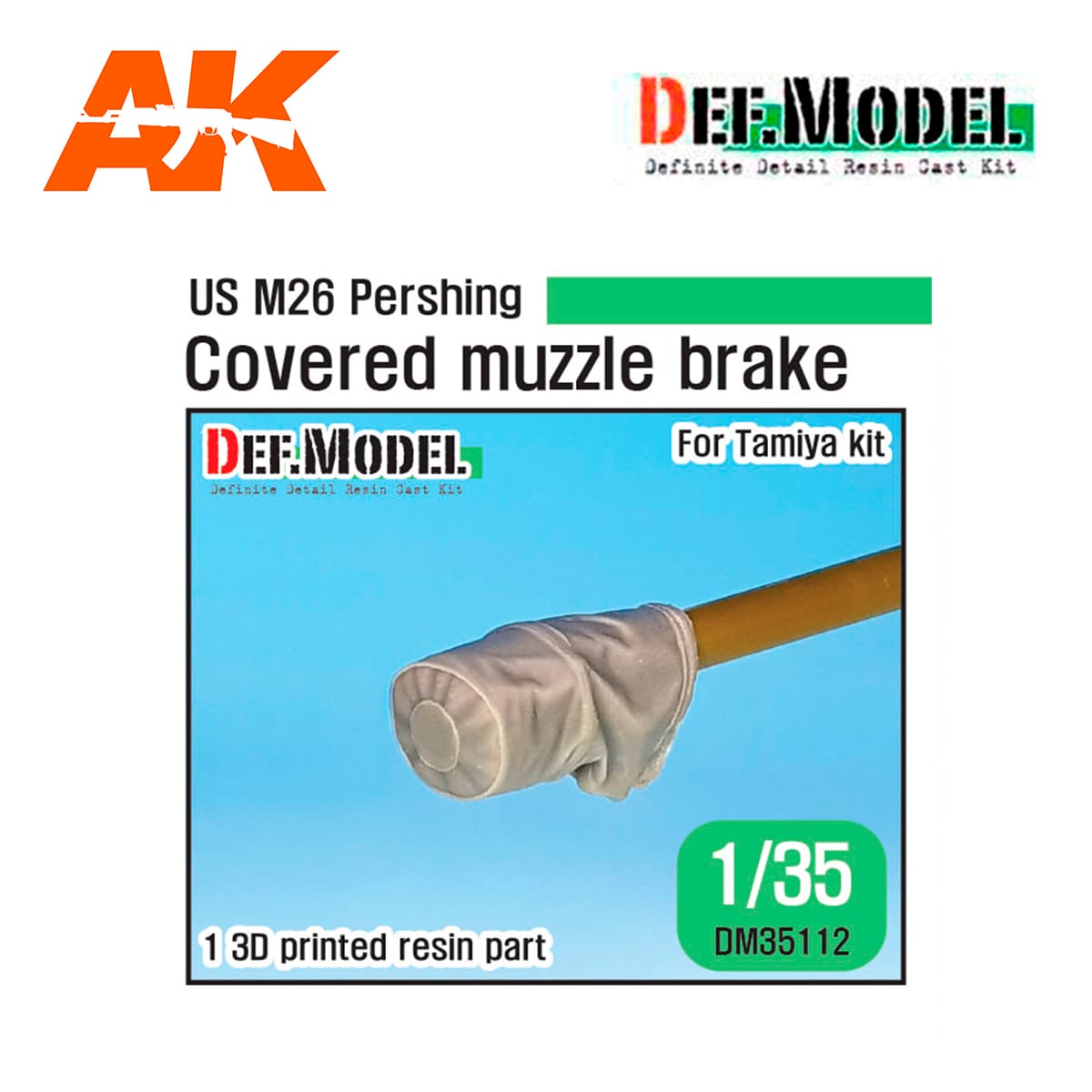 US M26 Pershing Muzzle brake with canvas cover (for Tamiya kit)-3Dprinted part