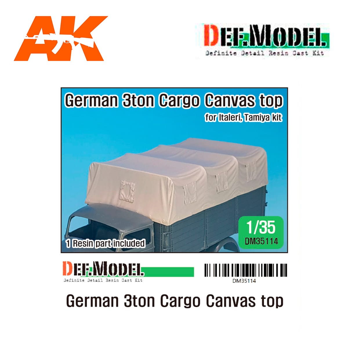 German 3ton Cargo truck Canvas top (for Italeri, Tamiya 1/35)