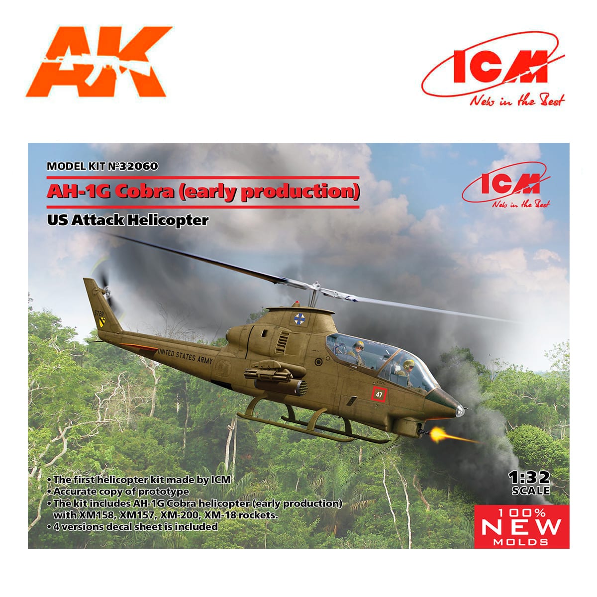 AH-1G Cobra (early production), US Attack Helicopter (100% new molds) 1/32