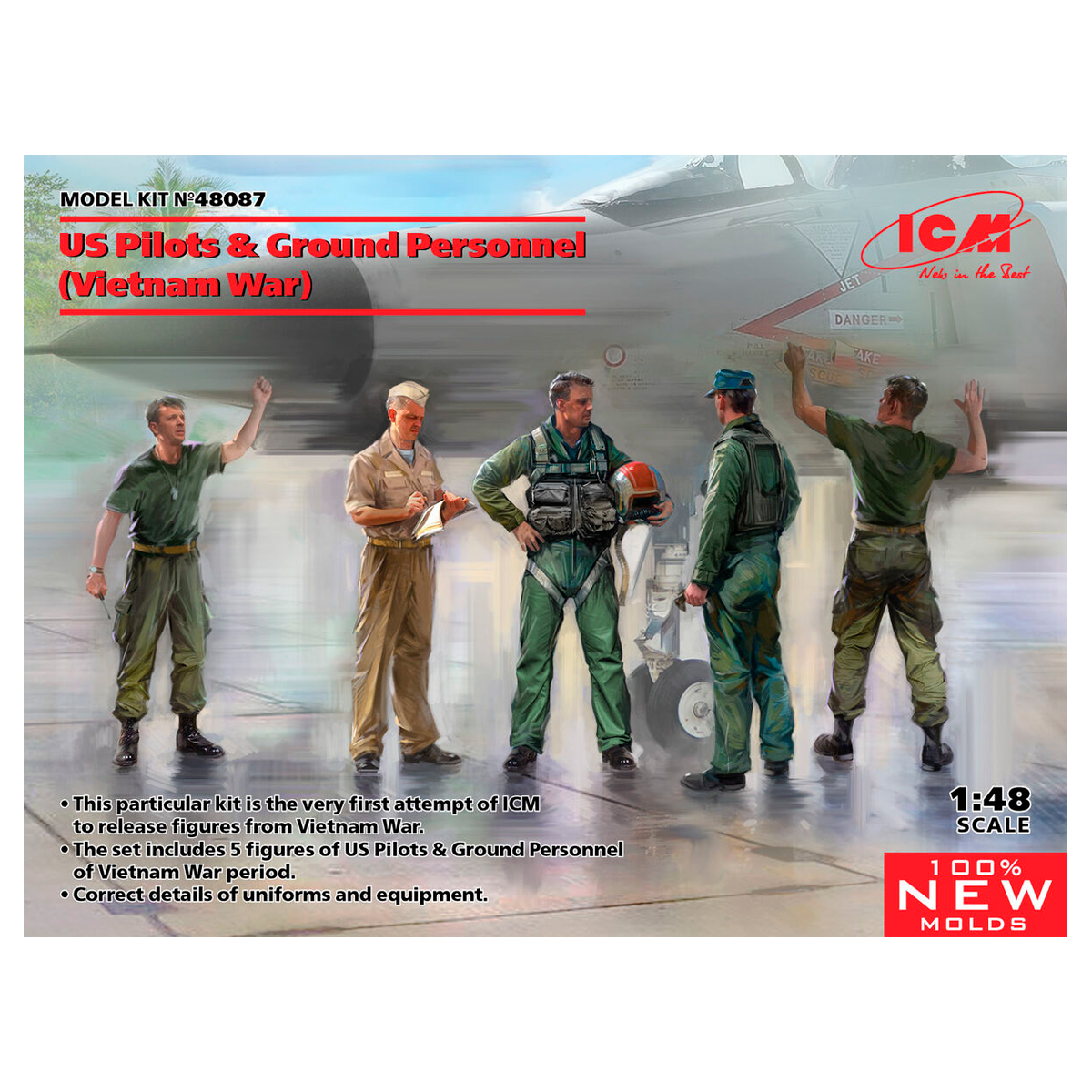 US Pilots & Ground Personnel (Vietnam War) (5 figures) (100% new molds) 1/48