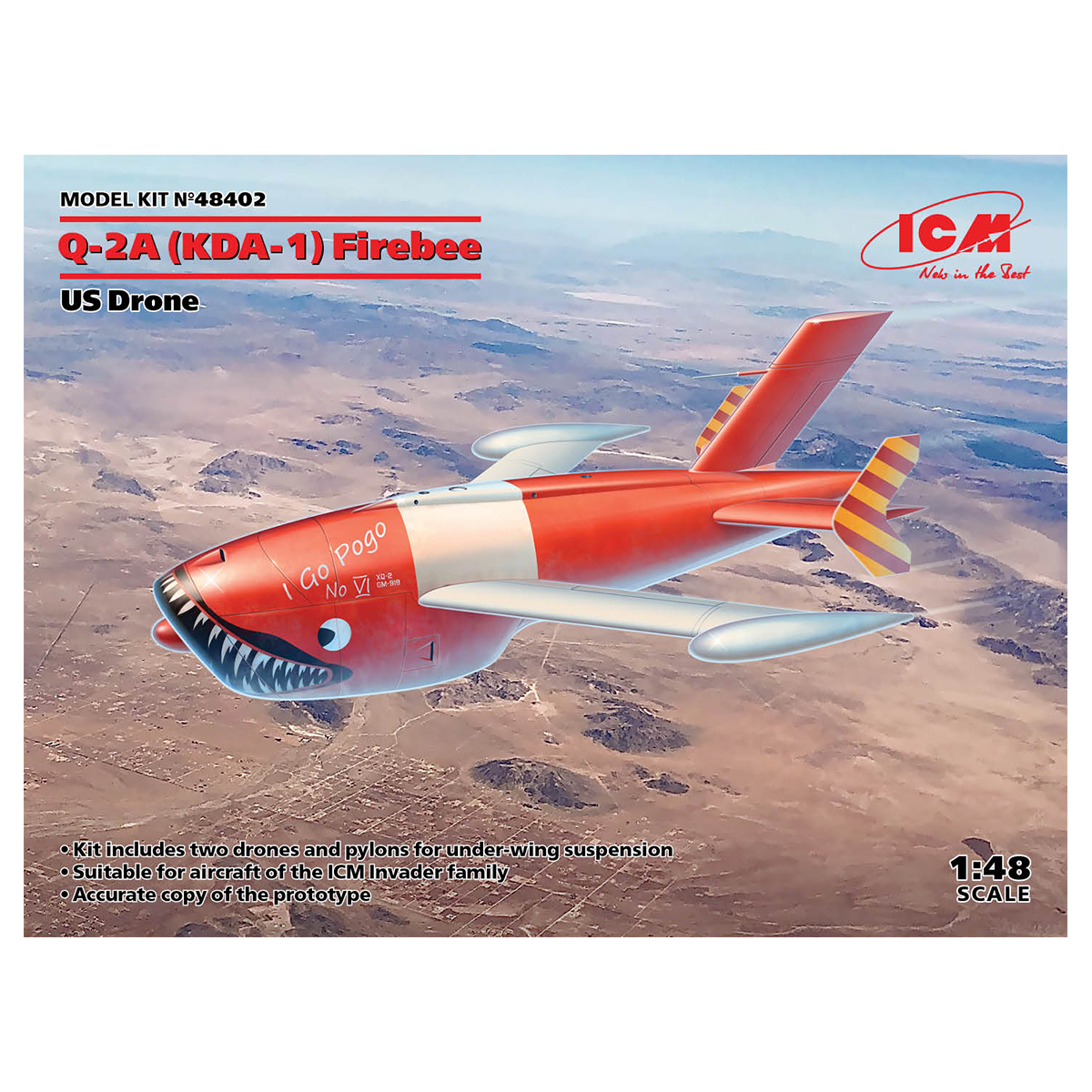 Q-2A (XM-21, KDA-1) Firebee, US Drone (2 airplanes and pilons) (100% new molds) 1/48