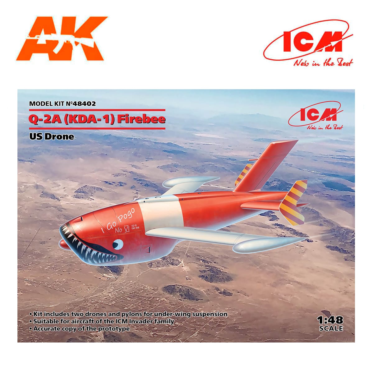 Q-2A (XM-21, KDA-1) Firebee, US Drone (2 airplanes and pilons) (100% new molds) 1/48
