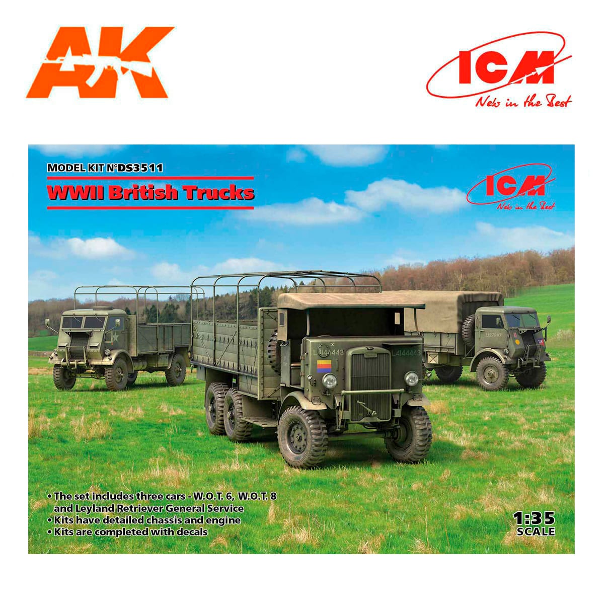 WWII British Trucks (Model W.O.T. 6, Model W.O.T. 8, Leyland Retriever General Service) 1/35