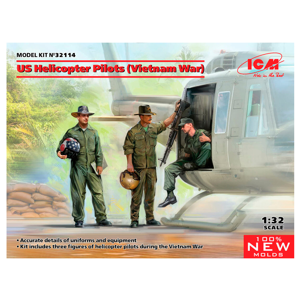 US Helicopter Pilots (Vietnam War)  (100% new molds) 1/32
