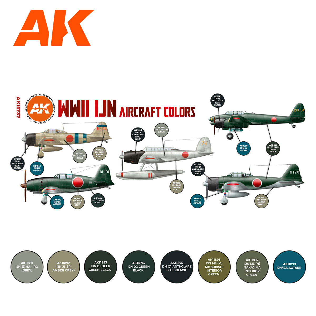 AK Interactive Air Series: WWII IJN Aircraft Colors Acrylic Paint Set – Red  Star Hobbies