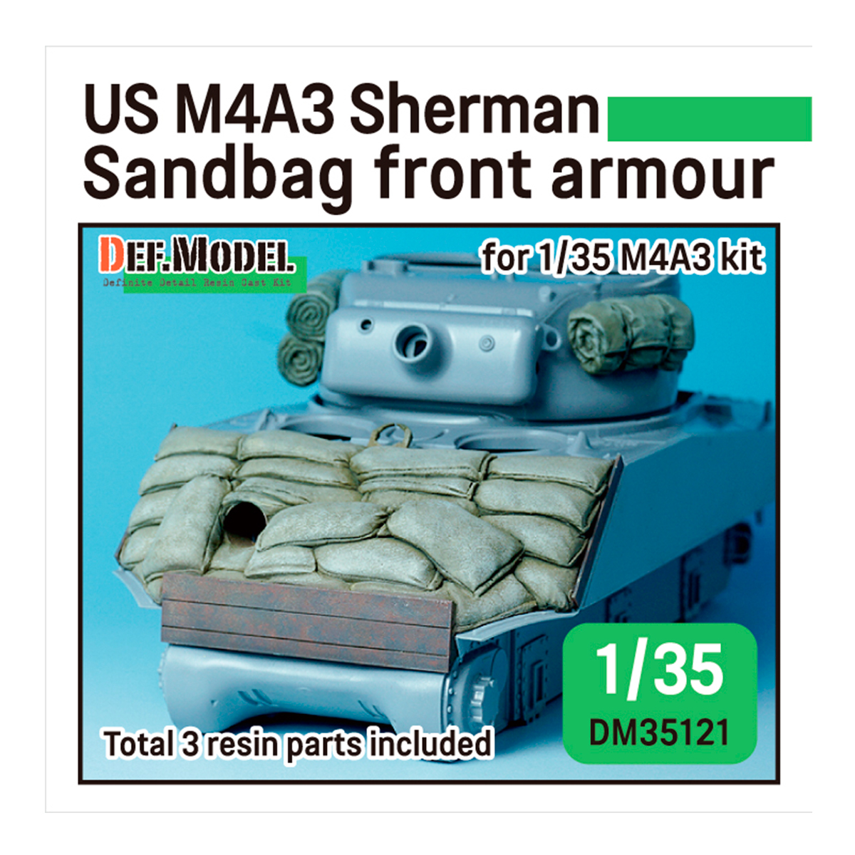WWII US M4A2/A3 Sherman sandbag front armour (for 1/35 47º sherman kit)